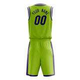 Custom Neon-Green Purple Solid Color Basketball Jersey