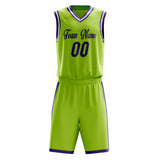 Custom Neon-Green Purple Solid Color Basketball Jersey