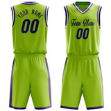 Custom Neon-Green Purple Solid Color Basketball Jersey