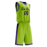 Custom Neon-Green Purple Solid Color Basketball Jersey