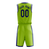 Custom Neon-Green Navy Solid Color Basketball Jersey