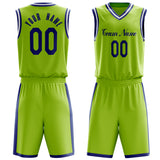 Custom Neon-Green Navy Solid Color Basketball Jersey