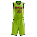 Custom Neon-Green Pink Solid Color Basketball Jersey