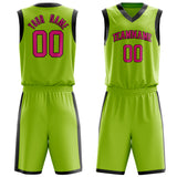 Custom Neon-Green Pink Solid Color Basketball Jersey