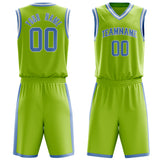 Custom Neon-Green Light Blue Solid Color Basketball Jersey