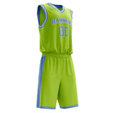 Custom Neon-Green Light Blue Solid Color Basketball Jersey