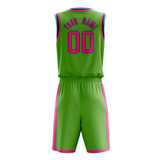 Custom Neon-Green Pink Solid Color Basketball Jersey