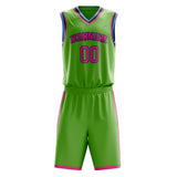 Custom Neon-Green Pink Solid Color Basketball Jersey