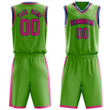 Custom Neon-Green Pink Solid Color Basketball Jersey