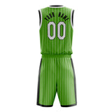 Custom Neon-Green White Pinstripe Basketball Jersey