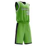 Custom Neon-Green White Pinstripe Basketball Jersey