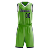 Custom Neon-Green Black Pinstripe Basketball Jersey