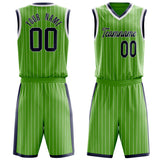 Custom Neon-Green Black Pinstripe Basketball Jersey