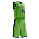 Custom Neon-Green Black Pinstripe Basketball Jersey