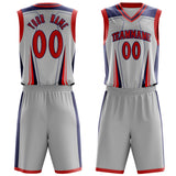 Custom White Red Pattern Basketball Jersey