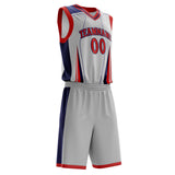 Custom White Red Pattern Basketball Jersey