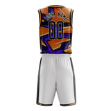 Custom Orange Purple Pattern Basketball Jersey