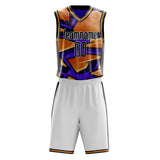 Custom Orange Purple Pattern Basketball Jersey