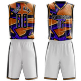 Custom Orange Purple Pattern Basketball Jersey BS03240809JC008