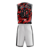 Custom Red Black Pattern Basketball Jersey