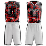 Custom Red Black Pattern Basketball Jersey