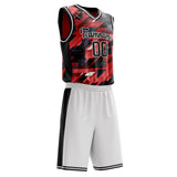 Custom Red Black Pattern Basketball Jersey