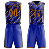 Custom Blue Gold Pattern Basketball Jersey BS03240809JC010