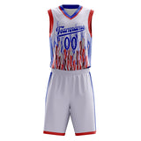 Custom White Royal Pattern Basketball Jersey