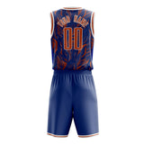 Custom Orange Royal Pattern Basketball Jersey