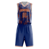 Custom Orange Royal Pattern Basketball Jersey