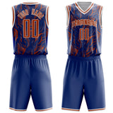 Custom Orange Royal Pattern Basketball Jersey