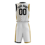 Custom White Old Gold Pattern Basketball Jersey