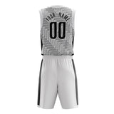 Custom White Black Pattern Basketball Jersey