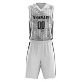 Custom White Black Pattern Basketball Jersey