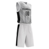 Custom White Black Pattern Basketball Jersey