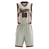 Custom Cream Maroon Pattern Basketball Jersey