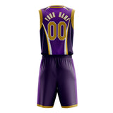 Custom Purple Gold Pattern Basketball Jersey