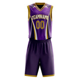 Custom Purple Gold Pattern Basketball Jersey