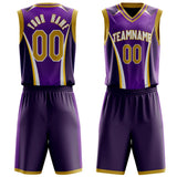 Custom Purple Gold Pattern Basketball Jersey BS03240809JC017