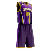 Custom Purple Gold Pattern Basketball Jersey