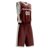 Custom Maroon Cream Pattern Basketball Jersey