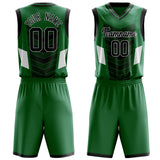 Custom Kelly Green Black Pattern Basketball Jersey