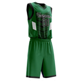Custom Kelly Green Black Pattern Basketball Jersey