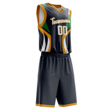 Custom Gray Gold Pattern Basketball Jersey