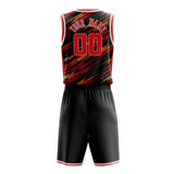 Custom Red Black Pattern Basketball Jersey