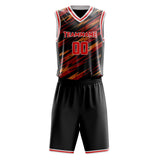 Custom Red Black Pattern Basketball Jersey