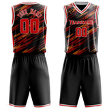 Custom Red Black Pattern Basketball Jersey