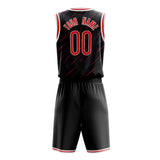 Custom Black Red Pattern Basketball Jersey