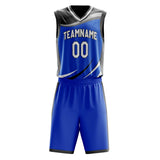 Custom Blue Black Pattern Basketball Jersey