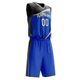 Custom Blue Black Pattern Basketball Jersey